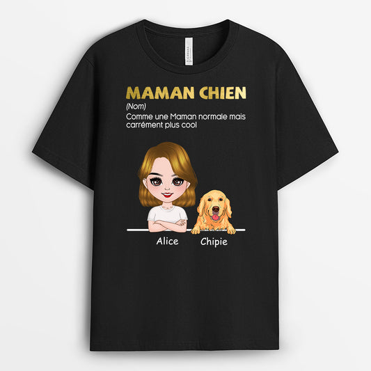 0688AFR2 Cadeau personnalise T shirt Maman Chien Amoureux Des Chiens