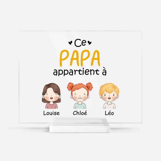 0827RFR1 plaque en acrylique personnalisee ce papa appartient a version pastel 0827r8n8b