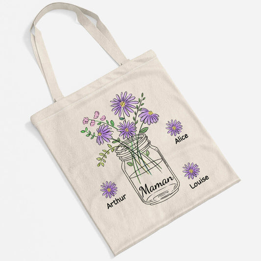 0863BFR2 vase de fleurs de maman tote bag personnalise maman