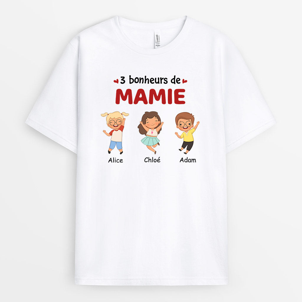 Bonheurs De Mamie Maman - Cadeau Personnalisé | T-shirt pour Maman Mamie