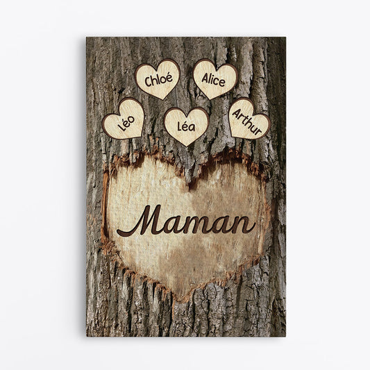 0973CFR1 Cadeau Personnalise Toile Coeur Maman Mamie