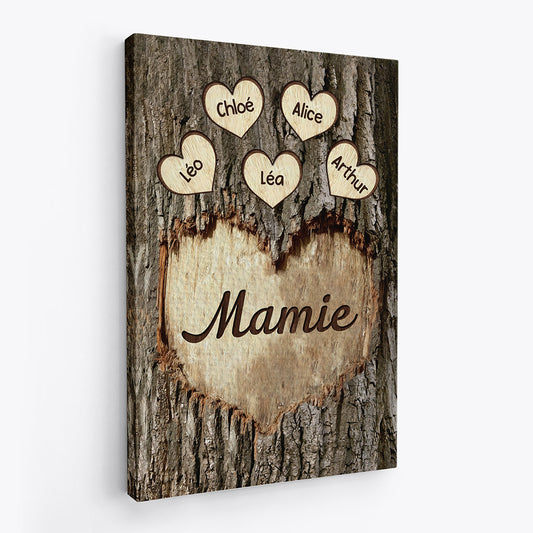 0973CFR2 Cadeau Personnalise Toile Coeur Maman Mamie