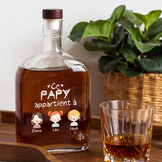 0989AFR2 ce papy ce papa appartient a bouteille whisky personnalisable avec prenom 0989aicp0b