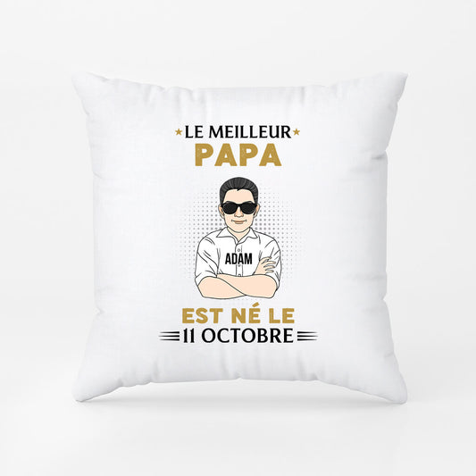 1041PFR1 Cadeau Personnalise Coussin Meilleur Ne Papa Papi