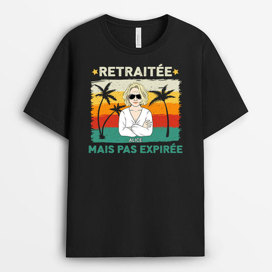 1045AFR1 Cadeau Personnalise T shirt Retraite Expire Mamie Maman