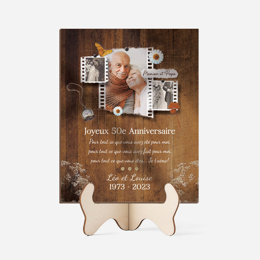 1132QFR1 plaque en bois personnalisee photo joyeux anniversaire de mariage 1132q8m0g
