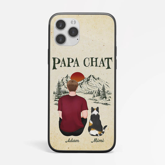 1196FFR1 Cadeau Personnalise Coque Telephone Maman Chat Papa Chat Amoureux des animaux