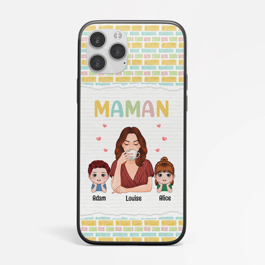 1206FFR1 Cadeau Personnalise Coque Telephone Maman Enfants Mere