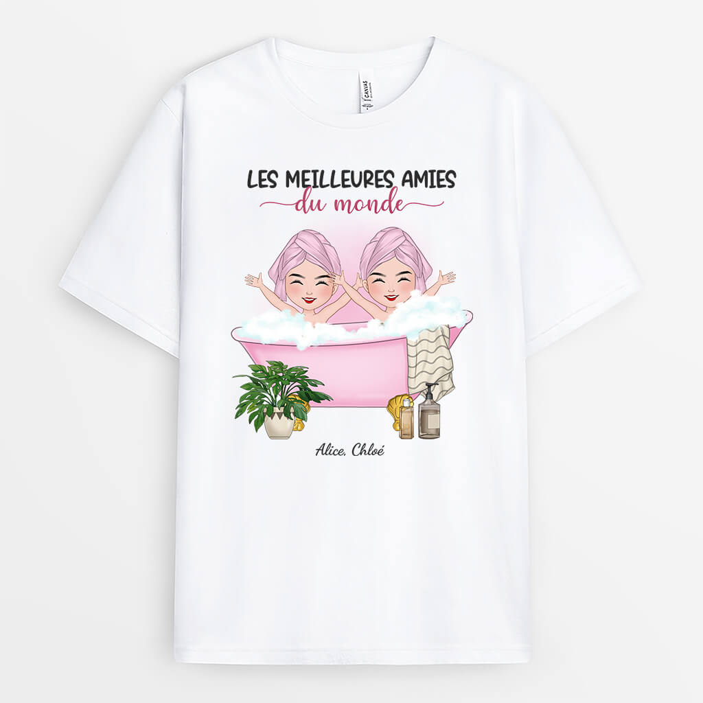 Les Meilleures Amies Les Plus Heureuses Du Monde - Cadeau Personnalisé | T-shirt pour Meilleur.e Ami.e