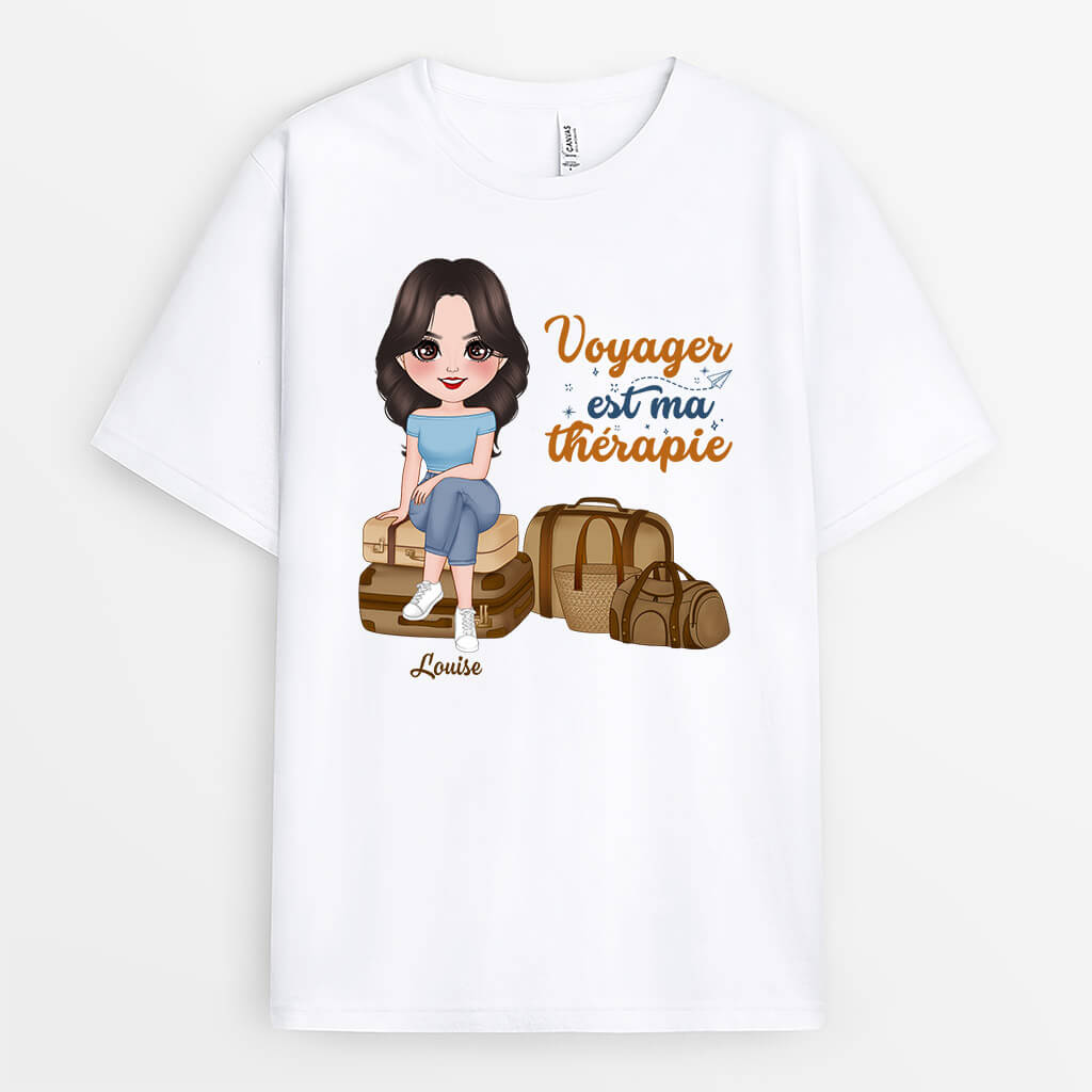 Voyager Est Ma Thérapie - Cadeau Personnalisé | T-shirt pour Femme