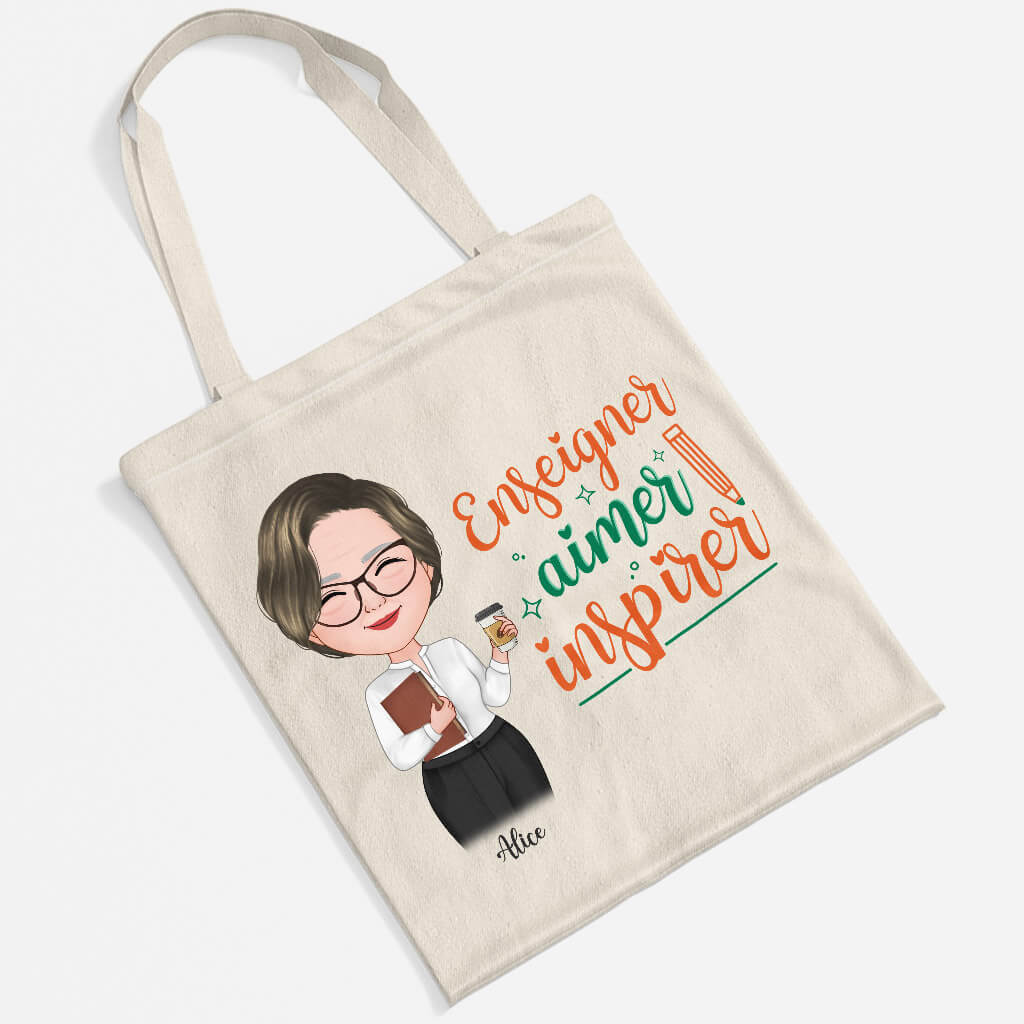 1291BFR2 tote bag enseigner aimer inspirer personnalise