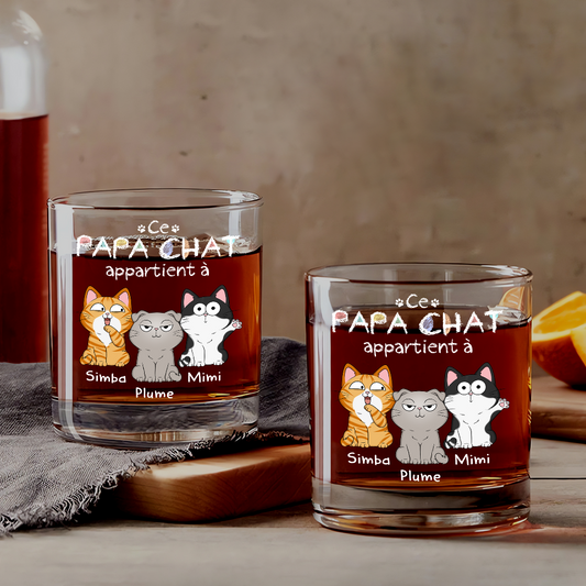 1295IFR1 verre a whisky personnalise avec chat mignon ce papa appartient a 1295i8n8d