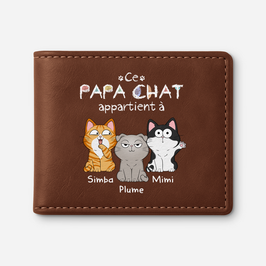 1295JFR1 portefeuille en cuir personnalise avec chat mignon ce papa appartient a 1295j8n8d