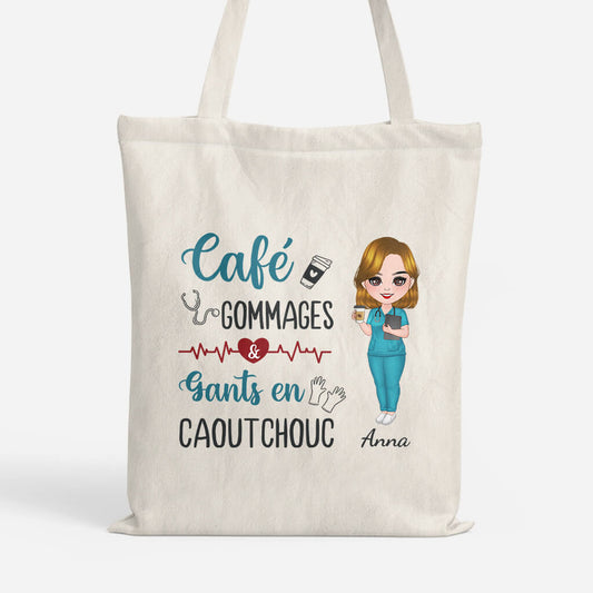 1305BFR1 tote bag cafe_ gommages et gants en caoutchouc personnalise