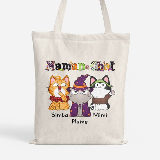 1311BFR1 tote bag maman chat mimi motif halloween personnalise
