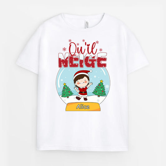 1379AFR1 t shirt quil neige personnalise