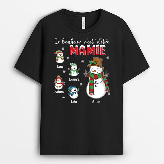 1397AFR1 t shirt le bonheur cest detre mamie maman personnalise