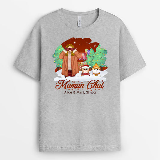 1411AFR2 sweatshirt maman de chat noel personnalise