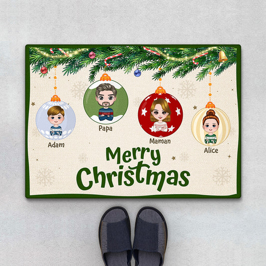 1418DFR1 paillasson famille noel personnalise