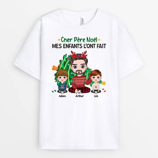 1419AFR1 t shirt cher pere noel mon fils la fait personnalise