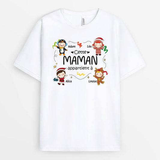 1452AFR1 t shirt cette mamie appartient a noel personnalise