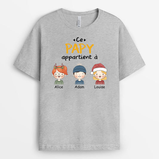 1463AFR2 t shirt ce papy appartient a petits enfants version noel personnalise