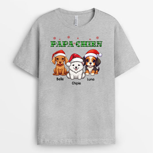 1468AFR2 t shirt maman de chien papa de chien version noel bonnet personnalise