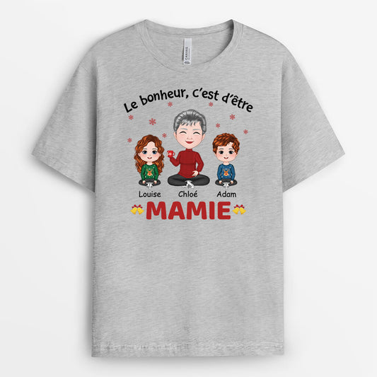 1473AFR2 t shirt le bonheur cest detre maman version noel personnalise