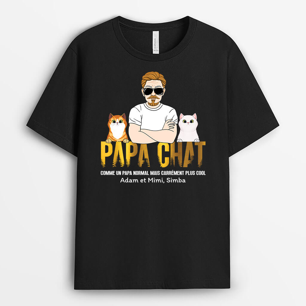 Papa Chat Noir - Cadeau Personnalisé | T-shirt pour Homme