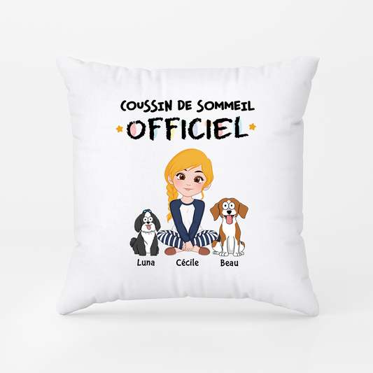 1556PFR2 coussin personnalise pour amoureux des chiens pyjama officiel version cartoon 1556p3h8c