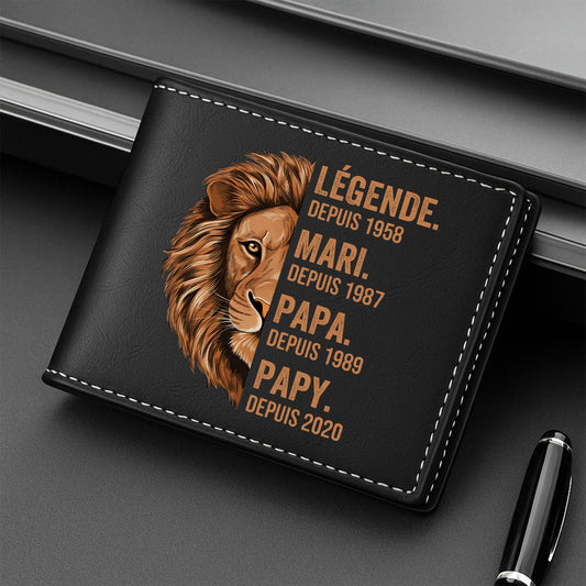 1632JFR2 portefeuille cuir personnalise_ homme legende mari papy lion 1632jkk8b