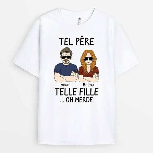 1661AFR1 t shirt tel pere telle fille personnalise