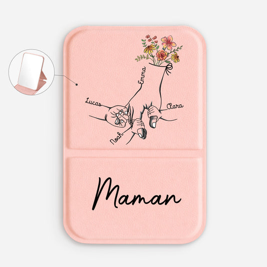 1672AFR1 tenir la main de maman mamie miroir de poche a personnaliser 1672aj6p5a