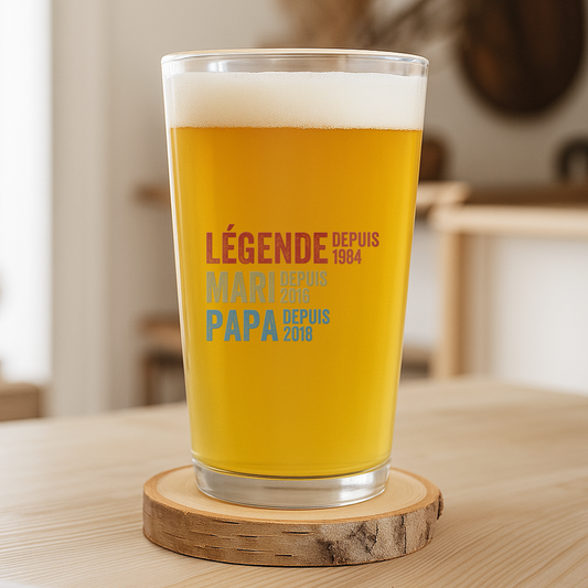 1732IFR2 verre a biere personnalise legende mari papa papy depuis 1732ikh5b