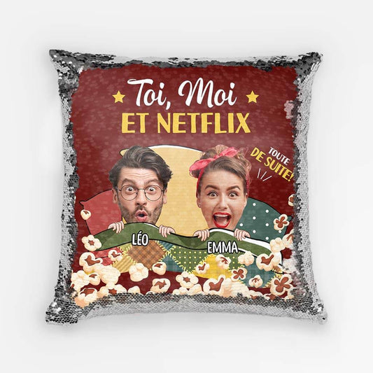 1800PFR1 coussin sequin toi_ moi et netflix personnalise