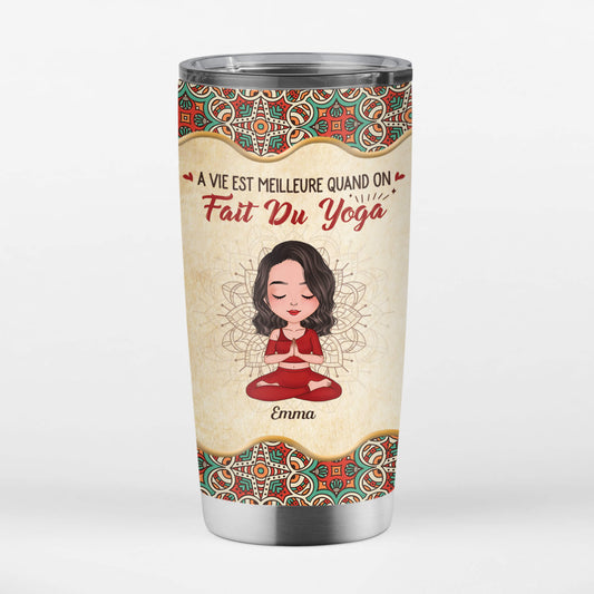 1907TFR2 mug thermos la vie est meilleure avec le yoga personnalise