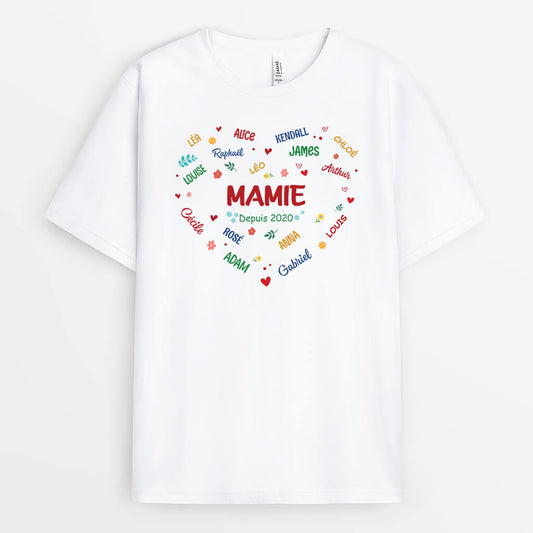 1912AFR1 t shirt amour mamie maman personnalise