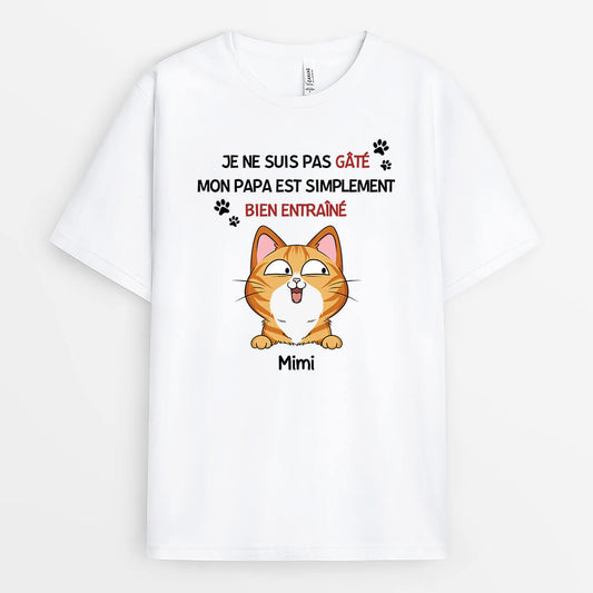 1929AFR2 t shirt je ne suis pas gate ma maman chat est simplement bien entrainee personnalise