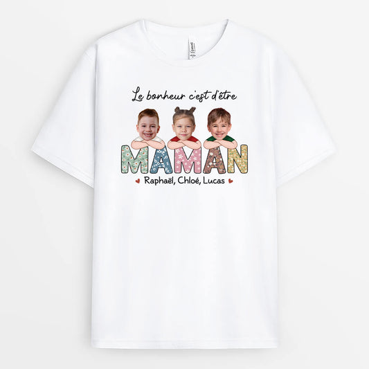 1945AFR1 t shirt le bonheur cest detre une maman mamie personnalise