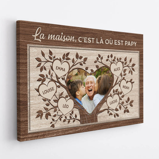 1963CFR2 toile la maison cest la ou est mamie maman papa papy personnalisee