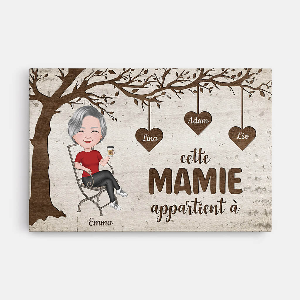 Cette Mamie Appartient À Version Mignonne - Cadeau Personnalisé | Toile Pour Mamie