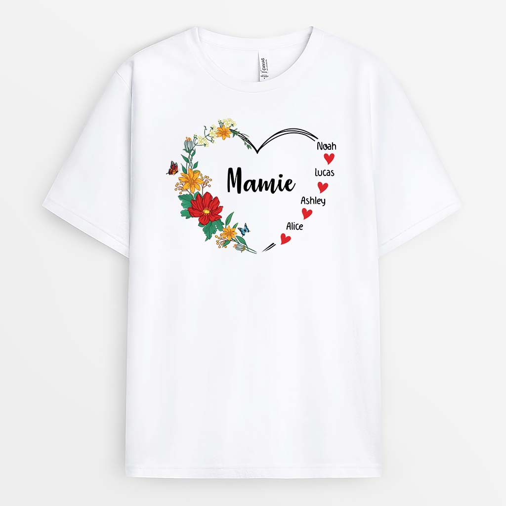 Mamie Maman Florale - Cadeau Personnalisé | T-shirt pour Maman