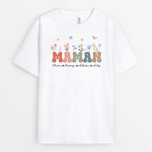 2115AFR1 t shirt maman avec fleurs personnalise