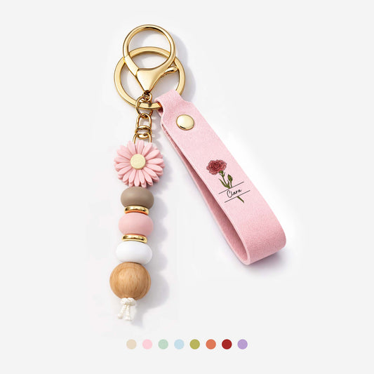 2142MFR1 fleur pour maman mamie porte cles marguerite cuir personnalise 2142mjcl7a_1