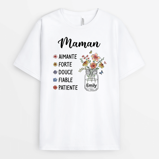 2150AFR1 t shirt les fleurs de maman personnalise