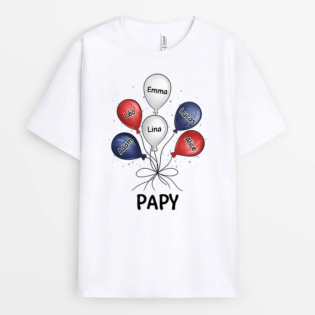 Papa Ballons Colorés - Cadeau Personnalisé | T-shirt pour Papa