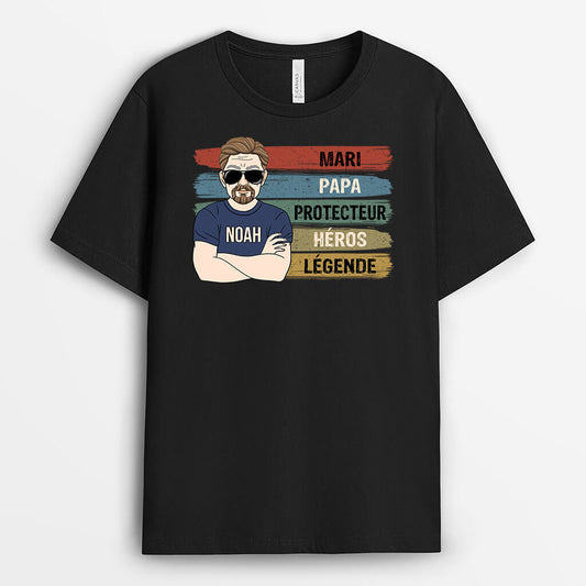 2175AFR2 t shirt mari papa protecteur personnalise
