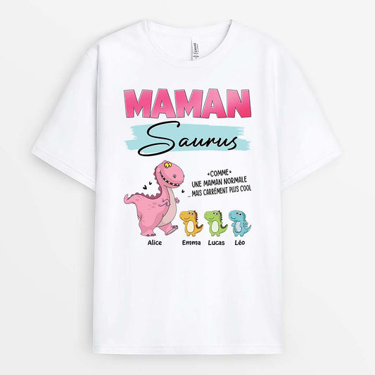 2224AFR1 t shirt papasaurus version bleu et rose personnalise