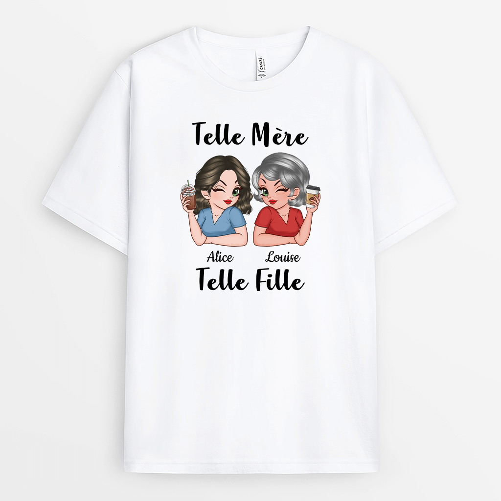 Telle Mère Telle Fille Avec Boissons - Cadeau Personnalisé | T-shirt pour Femme