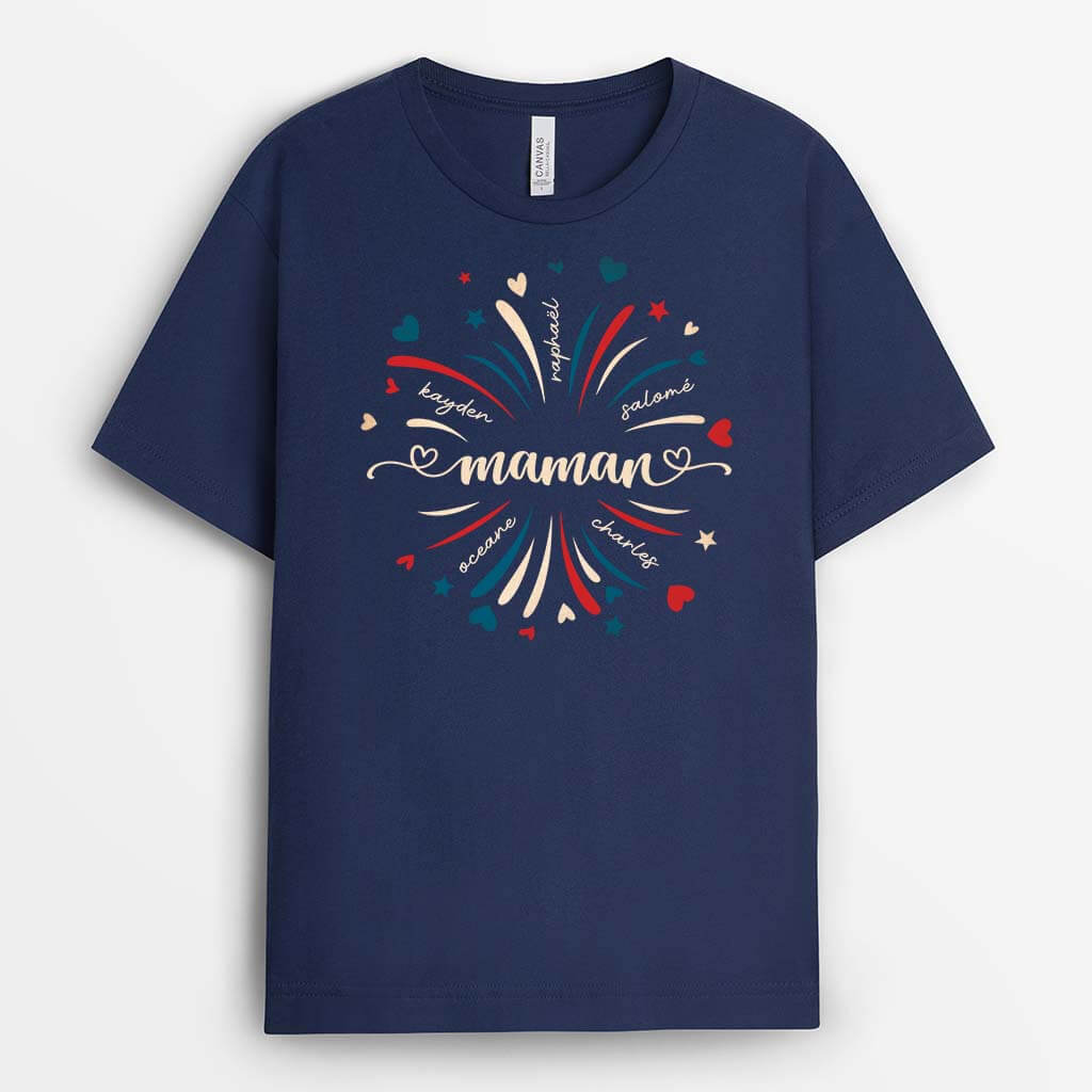 Mamie Avec Couleurs De La France - Cadeau Personnalisé | T-shirt pour Mamie